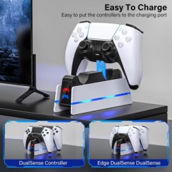 Station de charge pour manette PS5 pour PlayStation 5 Dualsense/Dualsense Edge, station de charge PS5 avec 4 lumières RVB, stati