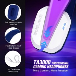 Casque de jeu sans fil pour PS5, PS4, PC, Mac, Switch, casque supra-auriculaire Bluetooth avec micros amovibles et intégrés, fai