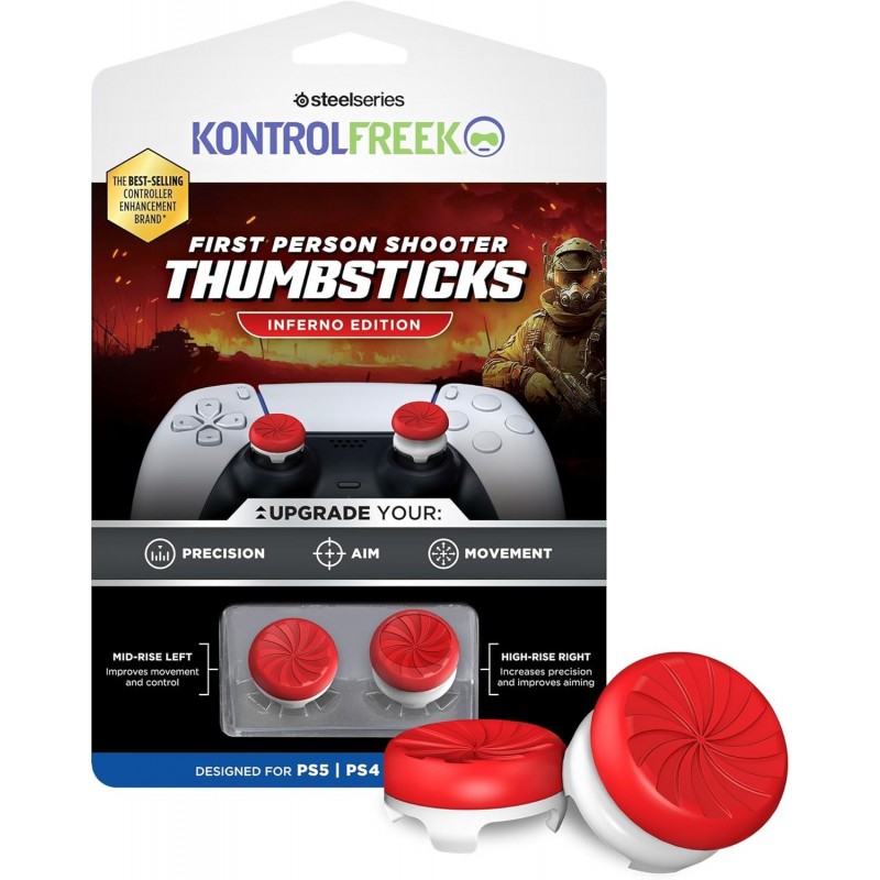 KontrolFreek FPS Freek Inferno pour manette PlayStation 4 (PS4) et PlayStation 5 (PS5) | Manettes de performance | 1 haute, 1 mo