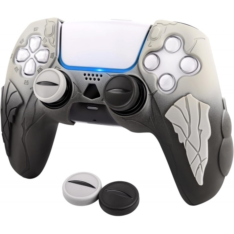 Housse de protection pour manette PS5 - Silicone antidérapant avec motif de masque, capuchons de joystick pour les yeux, inspiré