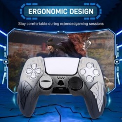 Housse de protection pour manette PS5 - Silicone antidérapant avec motif de masque, capuchons de joystick pour les yeux, inspiré