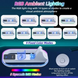 Station de charge Mcbazel pour lecteur à distance PS5 Portal et contrôleur PS5 avec 14 modes d'éclairage RVB, support de base de