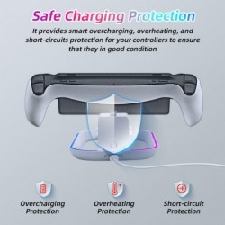 Station de charge Mcbazel pour lecteur à distance PS5 Portal et contrôleur PS5 avec 14 modes d'éclairage RVB, support de base de