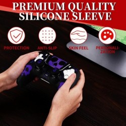 Housse en silicone PlayRealm et autocollant x 1 et joystick anti-chute x 2 pour manette PS5 (Ghost Face Purple)