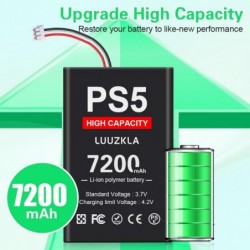 Batterie PS5/LIP1708 7200 mAh (lot de 2), (nouvelle mise à niveau 2024) Remplacement pour contrôleur PS5 PlayStation 5 Dual Sens