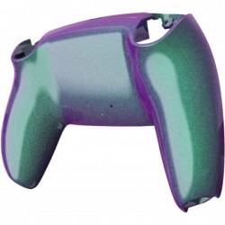 Coque arrière personnalisée brillante eXtremeRate Chameleon Green Purple compatible avec le contrôleur PS5, coque arrière de rem