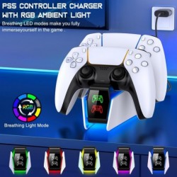 Station de charge pour contrôleur PS5 pour contrôleurs PlayStation 5 Dualsense avec lumière LED, station de charge à double supp