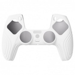 eXtremeRate PlayVital Samurai Edition Coque en silicone antidérapante blanche pour manette PS5, étui de protection ergonomique e