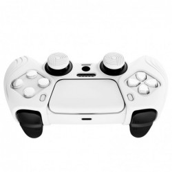 eXtremeRate PlayVital Samurai Edition Coque en silicone antidérapante blanche pour manette PS5, étui de protection ergonomique e