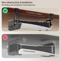 Support de bureau Hosanwell PS5 pour versions PS5 et P5 Slim Digital & Disc, support de serrage sans perçage, avec pinces, vis e