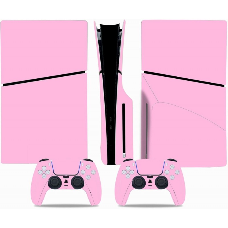 Skin Cover pour console et contrôleur PS5 Slim Disc Edition, autocollants en vinyle pour PlayStation 5 Slim Disk Edition (rose)