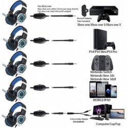 Casque de jeu pour PS4, Xbox One, PC, PS5, ordinateur portable, Mac, Nintendo Switch, casque supra-auriculaire à réduction de br