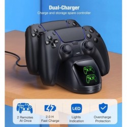 Station de charge pour manette PlayStation 5 Dualsense avec station de charge à double support, chargeur de manette de mise à ni