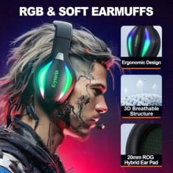 Casque de jeu Krysenix PG1 pour PS4/PS5/PC/Xbox/Nintendo Switch, casque Xbox One avec son microphone stéréo AI, casque d'ordinat