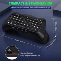 Clavier MoKo pour manette PS5 avec rétroéclairage vert, mini clavier sans fil Bluetooth Chatpad pour PlayStation 5, haut-parleur