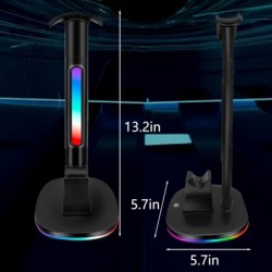 Station de charge pour contrôleur PS5 avec support de casque RVB, support de chargeur pour contrôleur PS5 avec 2 ports USB, supp