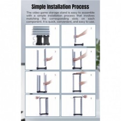 Tour de rangement de jeux vidéo ECHZOVE pour boîtiers de jeux PS5/PS4/Nintendo Switch et Xbox Series X/S, support de rangement d