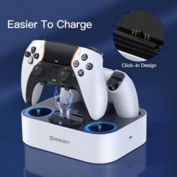 Station de charge pour contrôleur PS5 NEWDERY compatible avec le contrôleur Dualsense Edge, support de station de charge rapide 