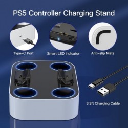 Station de charge pour contrôleur PS5 NEWDERY compatible avec le contrôleur Dualsense Edge, support de station de charge rapide 