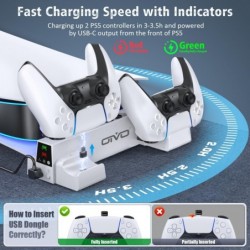 Support horizontal et station de refroidissement OIVO PS5 avec ventilateur de refroidissement à 3 niveaux, chargeur de contrôleu