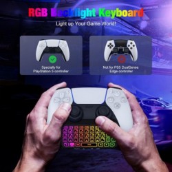 Clavier rétroéclairé RVB MoKo pour manette PS5, mini manette de jeu sans fil Bluetooth pour PlayStation 5 avec haut-parleur inté