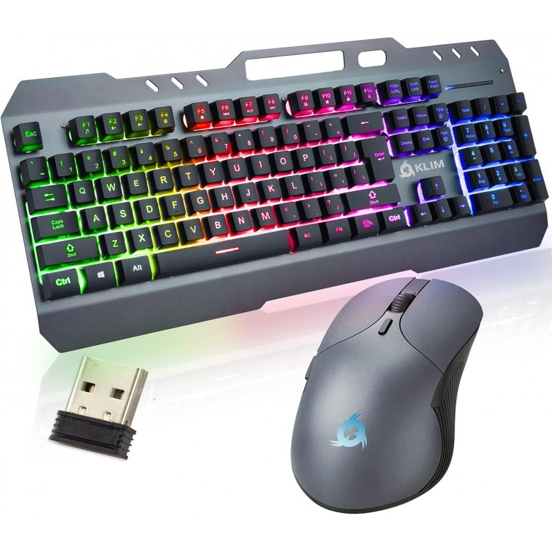 Ensemble clavier et souris sans fil KLIM Unity US - Nouveauté 2024 - Sensation mécanique ergonomique fine et durable - Clavier e