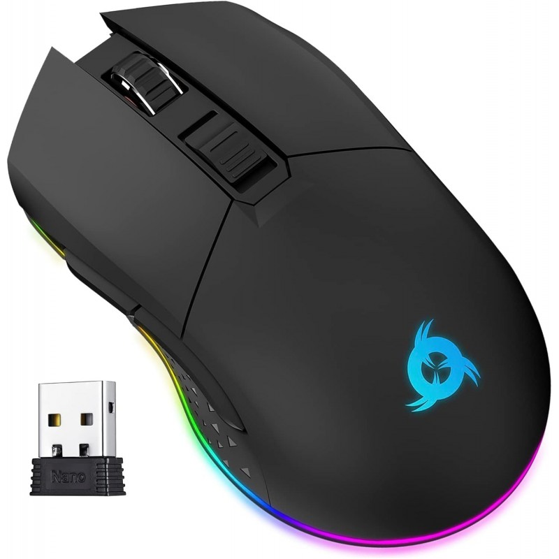 Souris Gaming Sans Fil Rechargeable KLIM Blaze RGB Nouveauté 2024 - Capteur Haute Précision et Batterie Longue Durée - 7 Boutons