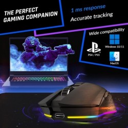 Souris Gaming Sans Fil Rechargeable KLIM Blaze RGB Nouveauté 2024 - Capteur Haute Précision et Batterie Longue Durée - 7 Boutons