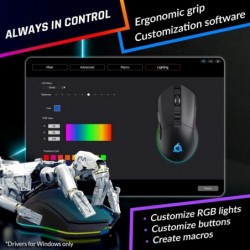 Souris Gaming Sans Fil Rechargeable KLIM Blaze RGB Nouveauté 2024 - Capteur Haute Précision et Batterie Longue Durée - 7 Boutons