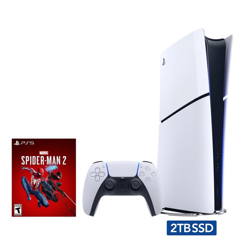 2023 Nouvelle PlayStation 5 Slim Upgraded 2 To Disc Edition Marvel Spider-Man 2 Bundle - Blanc, Slim PS5 2 To PCIe SSD Console d