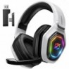 Casque de jeu sans fil 2,4 GHz pour PC, PS5, PS4 - Casque de jeu audio sans perte USB et Type-C ultra stable avec microphone rab