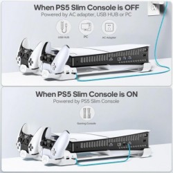 Support de refroidissement horizontal de remplacement pour PS5 Slim Disc & Digital uniquement, chargeur de contrôleur PS5 double