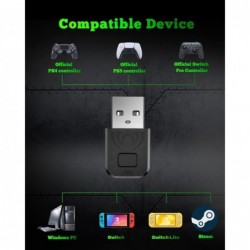 Adaptateur Bluetooth pour manette PS4/manette PS5/manette Switch Pro, adaptateur de manette pour Switch/Switch Lite/PC/Android T