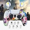 Coque pour manette PS5, impression par transfert d'eau, motif camouflage, coque en silicone souple avec 8 poignées pour pouces, 