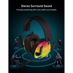 Casque de jeu professionnel avec son surround SENZER SG500 et microphone antibruit - Rembourrage en mousse à mémoire de forme so