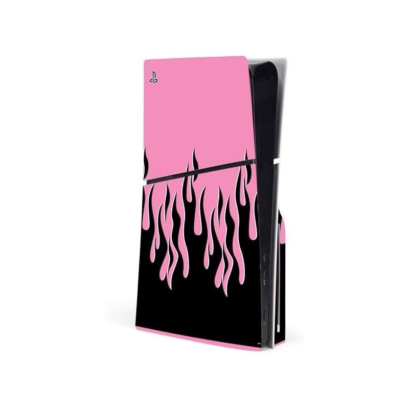 Skinit Decal Gaming Skin Compatible avec la console PS5 Slim Disk - Motif Flammes roses