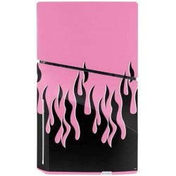 Skinit Decal Gaming Skin Compatible avec la console PS5 Slim Disk - Motif Flammes roses