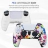 Coque pour manette PS5, impression par transfert d'eau, motif camouflage, coque en silicone souple avec 8 poignées pour pouces, 