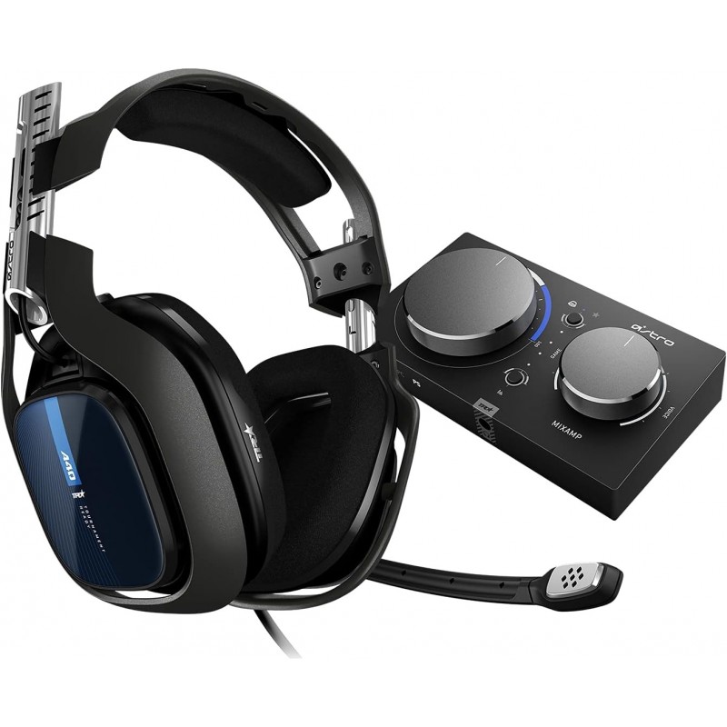 Casque filaire ASTRO Gaming A40 TR + MixAmp Pro TR avec Dolby Audio pour PlayStation 5, PlayStation 4, PC, Mac - Noir/Bleu (reno