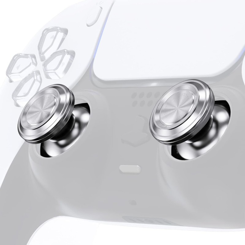 Manettes de pouce en métal argenté personnalisées eXtremeRate pour manette PS5, joystick analogique de remplacement en aluminium