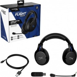 HyperX Cloud Flight – Casque de jeu sans fil pour PS5 et PS4, Jusqu'à 30 heures de batterie, Coussinets d'oreille en mousse à mé