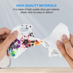 Coque pour manette PS5, impression par transfert d'eau, motif camouflage, coque en silicone souple avec 8 poignées pour pouces, 