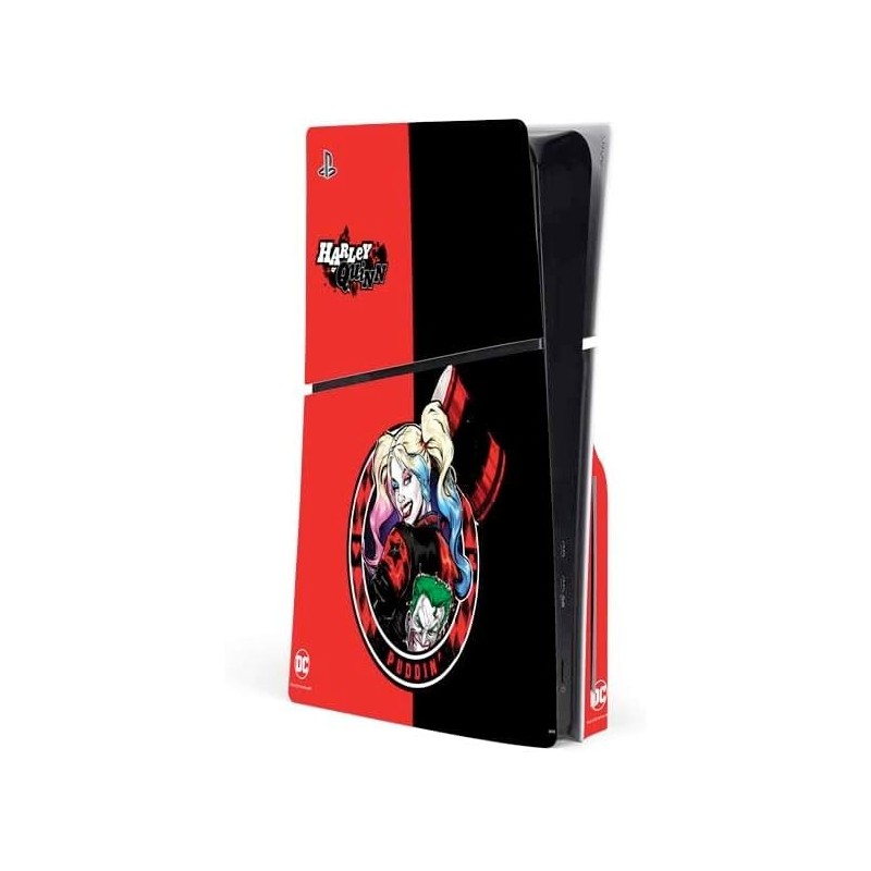 Skinit Decal Gaming Skin Compatible avec la console PS5 Slim Disk - Design Harley Quinn Puddin sous licence officielle DC Comics