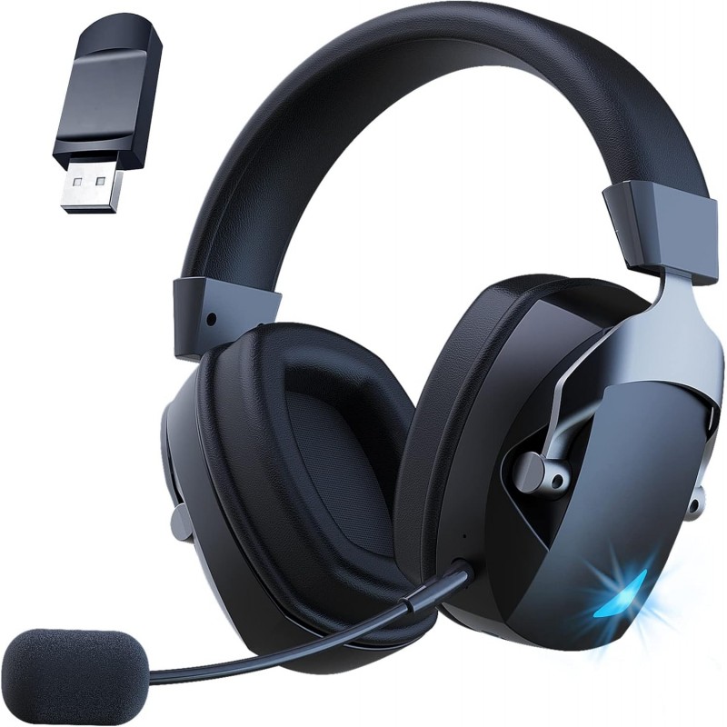 Casque de jeu sans fil, casque de jeu USB 2,4 GHz pour PS5, PS4, PC, Switch, Mac, casque de jeu Bluetooth 5.3 avec microphone an