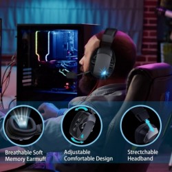 Casque de jeu sans fil, casque de jeu USB 2,4 GHz pour PS5, PS4, PC, Switch, Mac, casque de jeu Bluetooth 5.3 avec microphone an