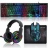 Ensemble clavier, souris, casque et tapis de souris à LED pour jeu, ensemble clavier, souris, casque et tapis de souris à LED ar