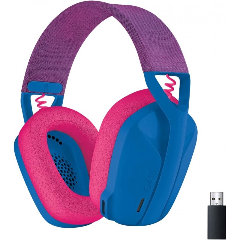 Casque de jeu sans fil Logitech G435 LIGHTSPEED et Bluetooth - Casque supra-auriculaire léger, micros intégrés, batterie 18h, co