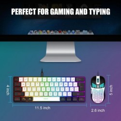 Ensemble clavier et souris de jeu RedThunder 60 %, mini clavier rétroéclairé RVB ultra-compact à 61 touches, souris optique en n