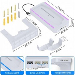 Support PS5 Slim JOYJOM pour support vertical PS5 Slim, kit de montage mural PS5 Slim, support de base PS5 Slim avec lumières LE