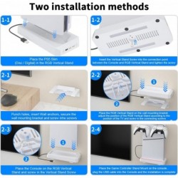 Support PS5 Slim JOYJOM pour support vertical PS5 Slim, kit de montage mural PS5 Slim, support de base PS5 Slim avec lumières LE